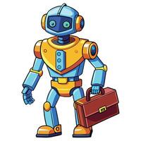 Animated robot carrying briefcase vector