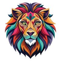 lion head with colorful hair on a white background vector