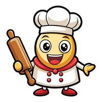 Happy chef character with rolling pin vector