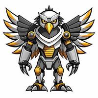 Mechanical bird with metallic armor vector