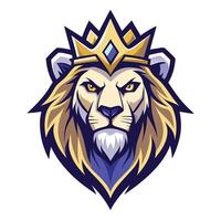 lion head with crown on its head vector