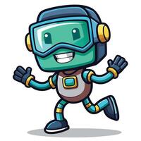 Happy robot character running vector