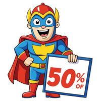 Superhero Character Holding a Off Sign vector