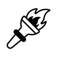 A flaming torch symbolizing adventure, survival, and outdoor exploration.. . vector