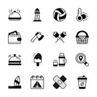 This image features a set of icons, perfect for representing various summer activities and leisure,, vector