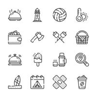 This image features a set of icons, perfect for representing various summer activities and leisure vector