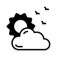 A partly cloudy sky icon symbolizing mild and pleasant weather.. . vector