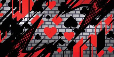 Abstract dark red background with playing card pattern vector