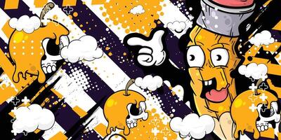 Abstract background design with graffiti pencil and skull object vector
