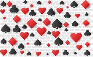 a background with many hearts and playing cards vector