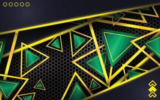 Dark green hexagon background with gold outline vector