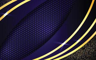 A fancy background with a hexagon pattern and gold lines vector