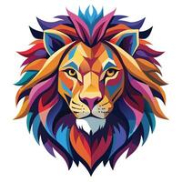 Colorful Geometric Lion Head vector