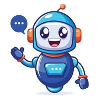 Cute robot character with speech bubble vector