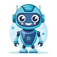Cute light blue robot with happy expression vector