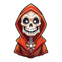 Smiling Skeleton in a Red Hood vector
