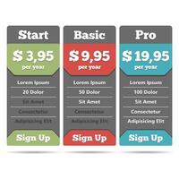 Pricing table template for web vector
