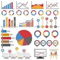 Business infographic elements collection, set of different graphs, charts and diagrams vector