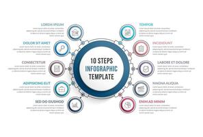 Infographic template with 10 steps or options, workflow, process diagram vector