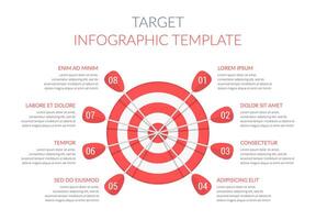 Target with 8 arrows with numbers and text, infographic template, vectpr eps10 illustration vector