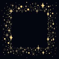 Square frame of golden stars and sparkles vector
