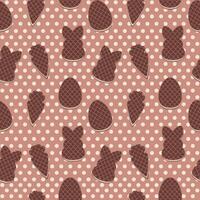 Seamless patterns of the Chocolate waffles, Easter symbols cookies. light pink background for fabric, print, textile, game, wallpaper or more... vector