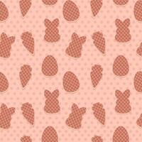 Seamless patterns of the waffles, Easter symbols cookies. light pink background for fabric, print, textile, game, wallpaper or more... vector