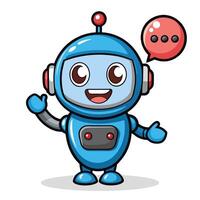 Friendly robot with speech bubble vector