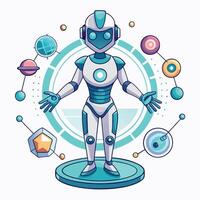 Futuristic Robot with Cosmic Elements vector