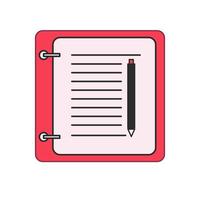 Simple brown notebook with black pencil . Great for business templates, study apps, or back-to-school graphics vector