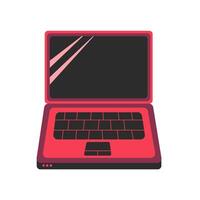 Minimalist laptop with dark brown keyboard. Works for gaming stream overlays, online course materials, or coworking space posters. Professional flat style vector