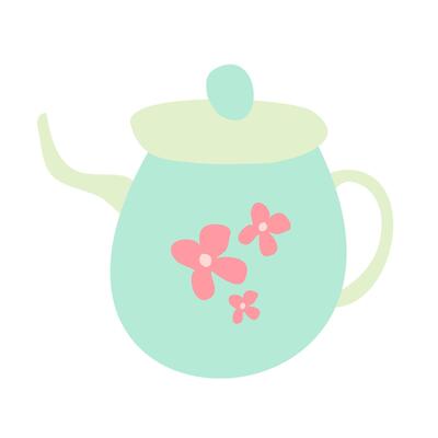 Retro Tea Kettle with Colorful Floral Print and Ergonomic Handle