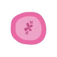 Purple and pink floral plate flat design, minimalist tableware with flower pattern on white background vector