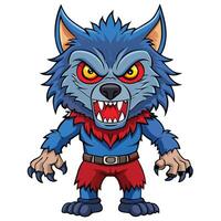 Cartoon werewolf character with angry expression vector