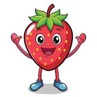 Cheerful Strawberry Character vector