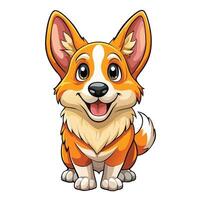 a cartoon corgi dog sitting down with its mouth open vector