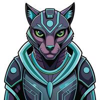 a cartoon cat in a futuristic outfit vector