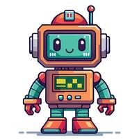 a cartoon robot with a green and orange color scheme vector