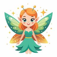 Cute fairy with vibrant wings and a joyful expression vector