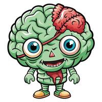 Zombie brain character with a happy expression vector