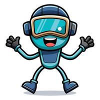 Cheerful robot with goggles vector