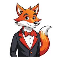 Fox in a Formal Tuxedo white background vector