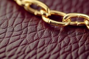 Dark cherry crossbody bag with golden chains highlights a chic and nostalgic retro style photo