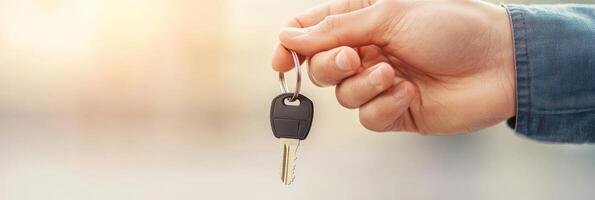 A manager hands over car keys while showcasing a warm atmosphere and sharp details of the moment photo