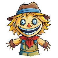 Cartoon scarecrow with a happy expression vector