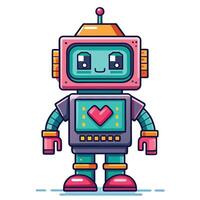Cute robot with a heart vector