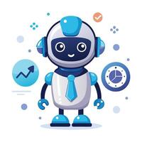 Cute robot assistant for efficient workflow vector