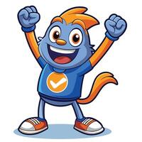 Happy cartoon character with check mark vector