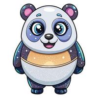 Cute panda with sparkly cosmic design vector