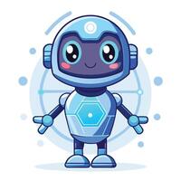 Cute cartoon robot with friendly expression white background vector